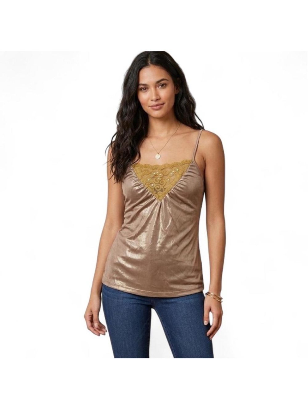 DKNY gold sequin tank top